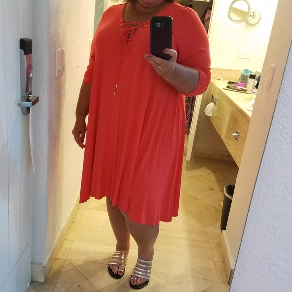 Boutique+ Red Lace-Up Tunic Dress - Picture 5 of 5